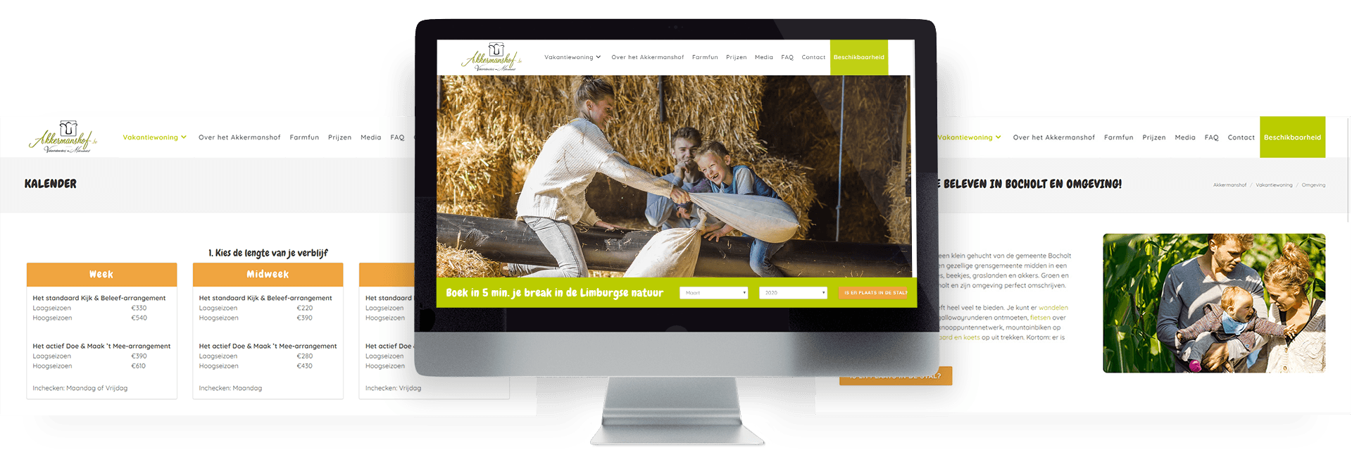 Website met online boekingtool voor vakantieboerderij Akkermanshof